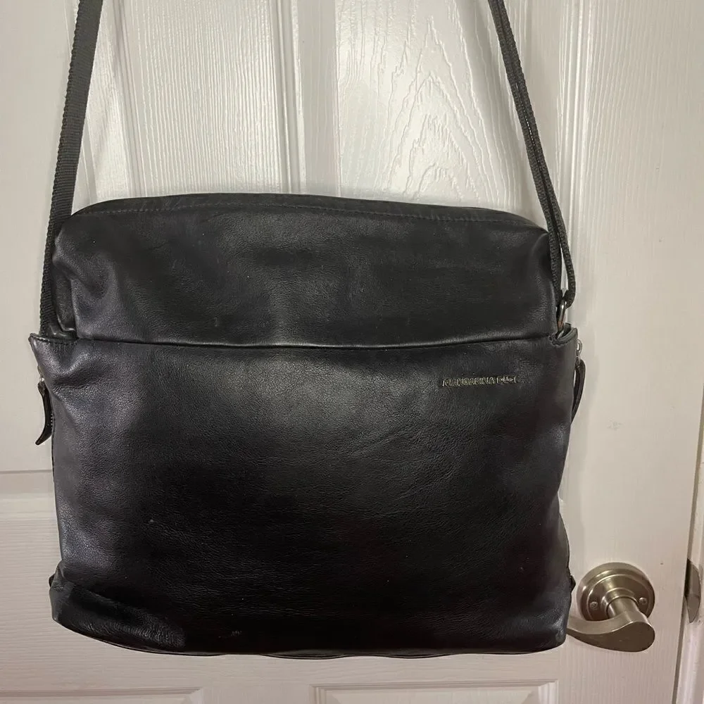 Mandarina Duck Soft Leather Black laptop,Computer office shoulder bag